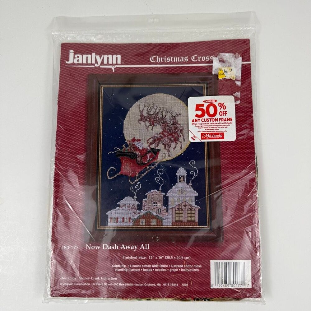 Janlynn Now Dash Away All Christmas Counted Cross Stitch #80-177